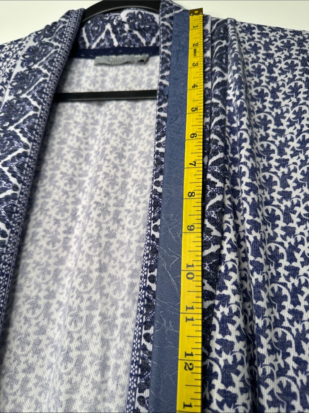 Dalia blue and white boho-patterned open front cardigan size XL - Picture 10 of 16